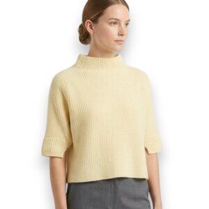 360 Cashmere Sweater Ribbed Mock Neck Cream Womens XS